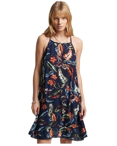 Superdry S Vintage Beach CAMI Dress Lässiges Kleid - Blau