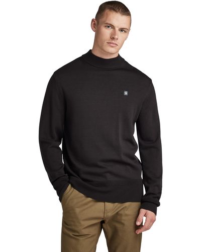 G-Star RAW Premium Core Mock Neck Knitted Pullover - Black