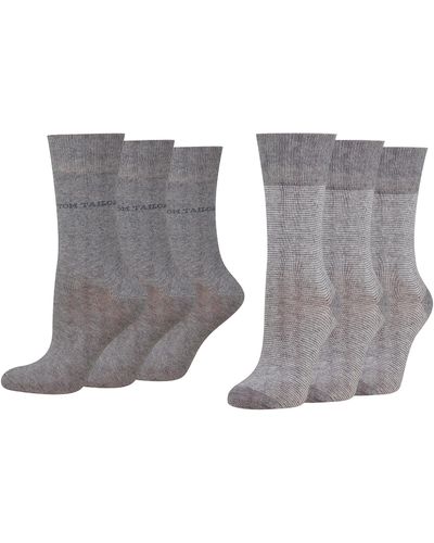 Tom Tailor Women socks 6er stripe grey 35-38 - Grau