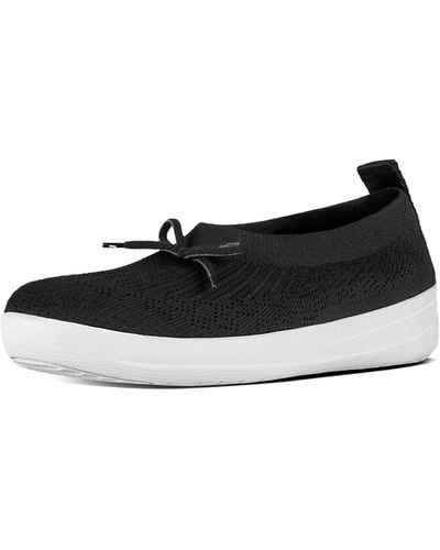 Fitflop Uberknit Slip-on Ballerina With Bow Low-top Slippers - Black