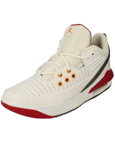 Nike Jordan Max Aura 5 Baskets pour homme Blanc/rouge cardinal/orange vif