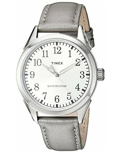 Timex TW2P99400 Briarwood Grey Leather Strap 3-Hand Analog Watch - Mettallic