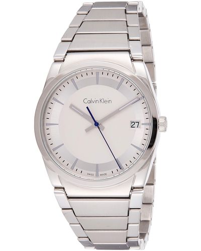 Calvin Klein Analog Quarz Uhr mit Edelstahl Armband K6K31146 - Grau