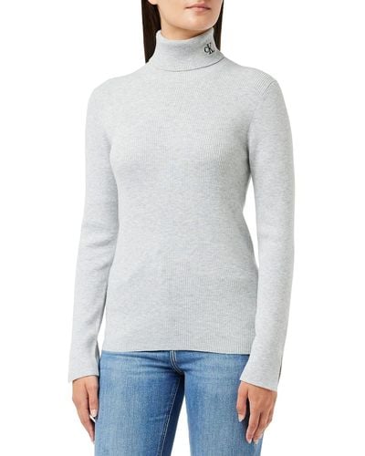 Calvin Klein CK Tight ROLL Neck Sweater Pullover - Weiß