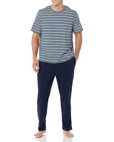 Amazon Essentials Conjunto de Pijama de Modal y Algodón Hombre - Azul