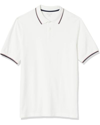 Amazon Essentials Polo en Coton piqué Coupe Droite Shirts - Blanc