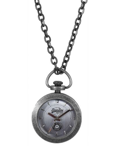 Superdry Ladies Antique Silver Dial Chain Watch - Metallic