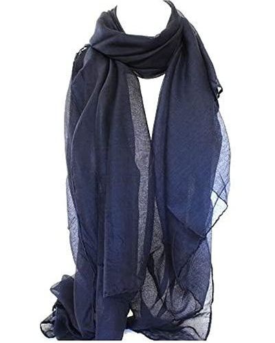 Calvin Klein Plain Scarf Hijab Maxi Scarf Sarong Big Large Oversize Plain Colours Viscose - Blue