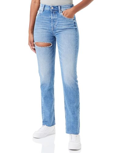Replay Jeans Maijke Straight Straight-Fit Rose Label aus Comfort Denim - Blau