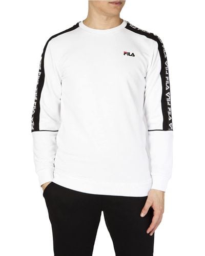 Fila Teom 688812-E08 Sweat-shirt pour homme Col rond Blanc