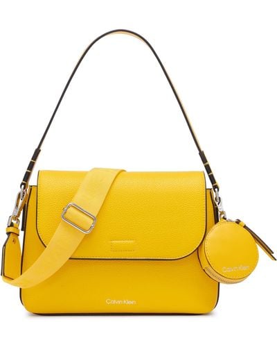 Calvin Klein Millie 2 In 1 Flap Shoulder Bag & Crossbody - Yellow
