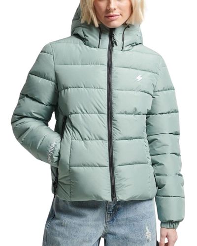 Superdry Hooded Spirit Sports Puffer Jacke - Blau