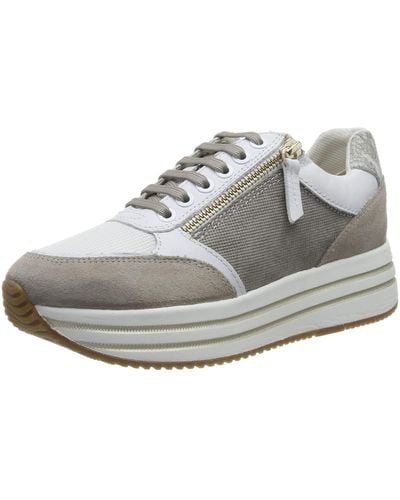 Geox Sneaker D Kency,white Sand,39 Eu - Grijs
