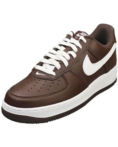 Nike Air Force 1 Low Retro Qs Mens Fashion Trainers In Chocolate White - 9 Uk - Brown