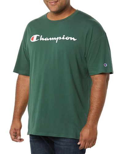 Champion Big And Tall S T Shirts Classic Comfort Jersey Logo T Shirt - Green