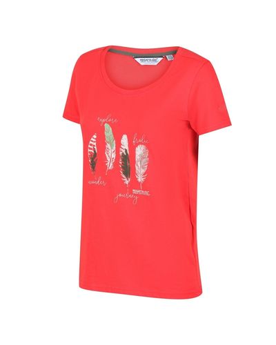 Regatta Filandra Iv T-shirt Van Biologisch Coolweave Katoen Met Grafische Opdruk - Rood