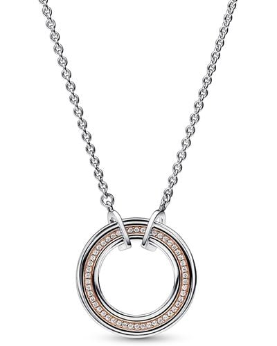 PANDORA 382772C01-50 collier à cercle bicolore - Métallisé