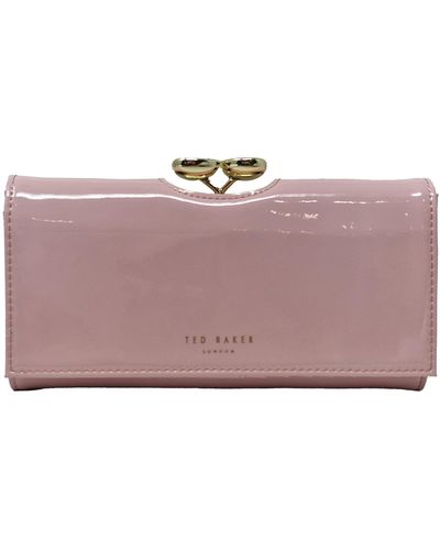 Ted Baker Aleshas Large Teardrop Bobble Purse In Dusky Pink Patent Leather - Black