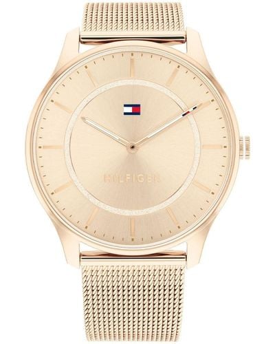 Tommy Hilfiger Reloj Analógico de Cuarzo para mujer con correa de malla de acero inoxidable color oro rosado - 1782529 - Neutro