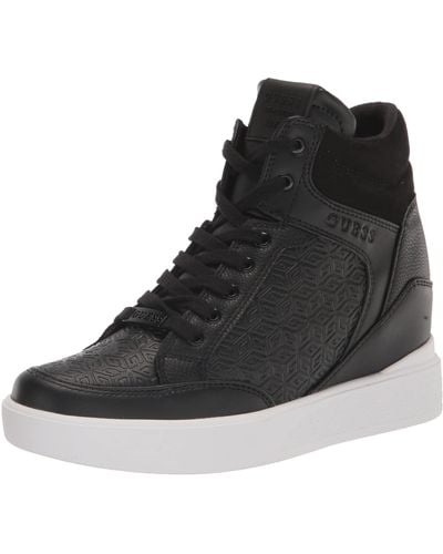 Guess Blairin Logo Hidden Wedge Lace-up Sneakers - Black