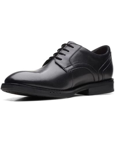 Clarks Un Hugh Lace Leather Shoes In Black Standard Fit Size 8.5