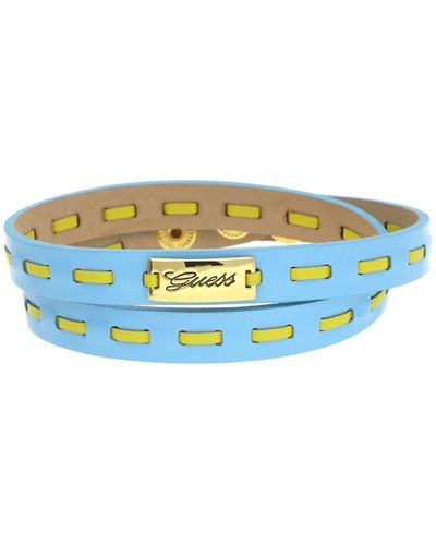 Guess Leren Armband Lichtblauw/geel Ubb21306 - Zwart