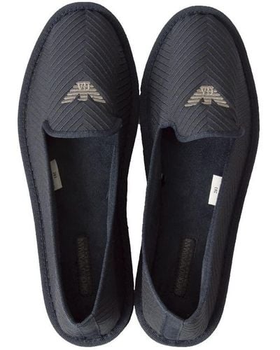 Emporio Armani Chaussons homme mocassins chaussons de maison avec semelle antidérapante article XJJM01 XD341 CHAUSSONS - Bleu