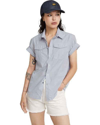 G-Star RAW Military Button Down Sleeve Shirt Wmn - Blauw