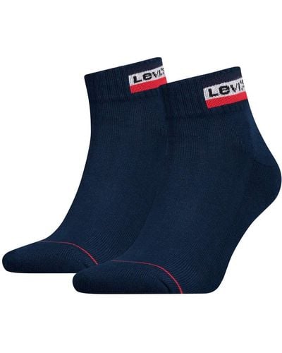 Levi's 144ndl Mid Cut Sprtwr Logo 2p Calf Socks - Blue