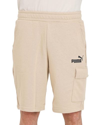 PUMA Shorts Beige Met Opdruk Ess Cargo Logo - Naturel