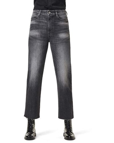 G-Star RAW Tedie Ultra High Waist Ripped Ankle Straight Jeans - Blu
