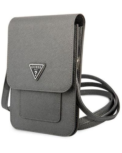 Guess Tas Guwbsatmgr Grijs Saffiano Triangle Bag For Phones - Metallic