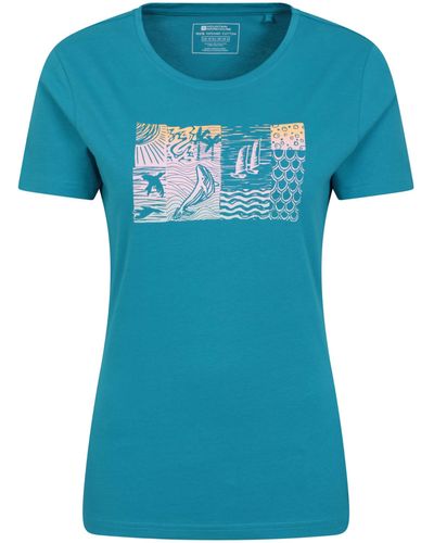Mountain Warehouse Printed Wms Sealife Lino Organic T-shirt Teal 20 - Blue