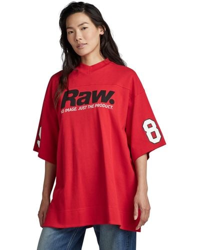 G-Star RAW 5XL Raw. Tight Mock V Camiseta - Rojo