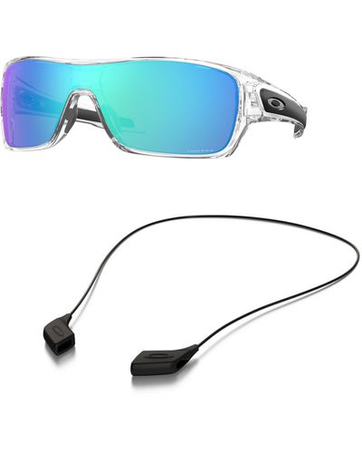 Oakley Sunglasses Bundle: Oo 9307 Turbine Rotor 930729 Polished Clear Accessory Shiny Black Leash Kit - Blue
