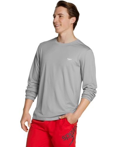 Speedo Uv Swim Basic Easy Long Sleeve Regular Fit Rash Guard Shirt - Grau