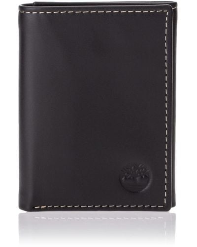 Timberland Leather Trifold Wallet with ID Window dreiteilige Geldbörse - Schwarz