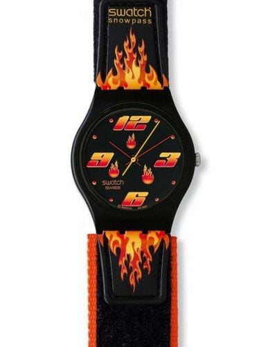 Swatch Armbanduhr FIRE Guard Analog Quarz Textil SKB106 - Mehrfarbig