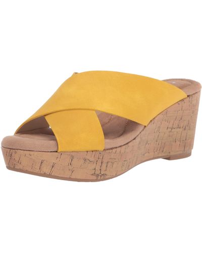 Chinese Laundry Cl By Womens Dream Day Nubuck Espadrille Wedge Sandal - Yellow