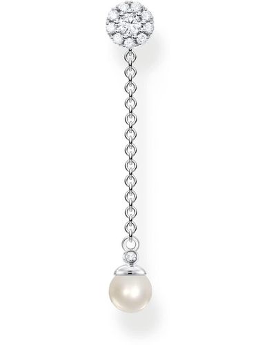 Thomas Sabo Single Stud Earring With Long Pearl Pendant 925 Sterling Silver H2238-167-14 - White