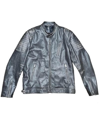 Replay M8293 Leather Jacket - Blue