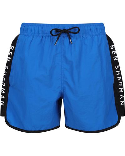 Ben Sherman S Swim Shorts In Black Short Length - Blue