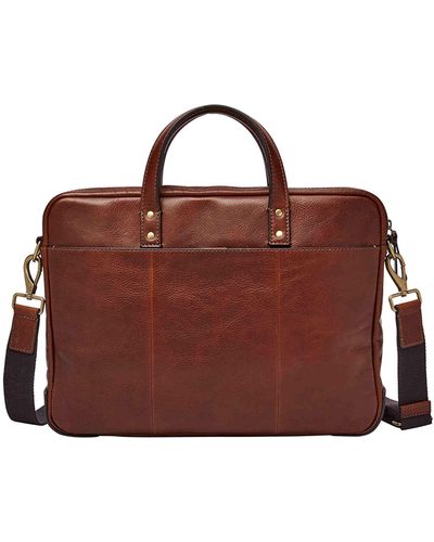 Fossil Haskell Leather Workbag Briefcase - Brown