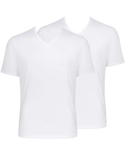 Sloggi GO - T-Shirt mit V-Ausschnitt - Regular Fit - 2er - Weiß