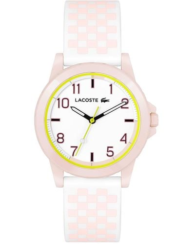 Lacoste Orologio Analogico al Quarzo Unisex con cinturino in silicone Rosa - 2020147 - Bianco