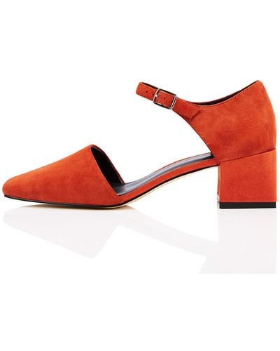 FIND Block Heel Two Part Suede Mary Jane - Rouge