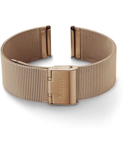 Timex 20mm Stainless Steel Mesh Bracelet Rose Gold-Tone with Self-Adjust Clasp - Braun