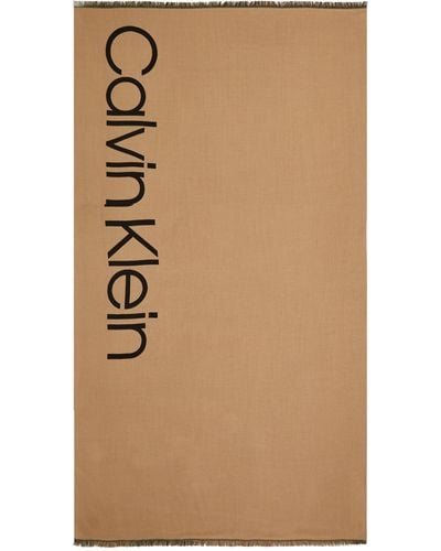 Calvin Klein Sciarpa Logo Vivian 100x200 - Neutro