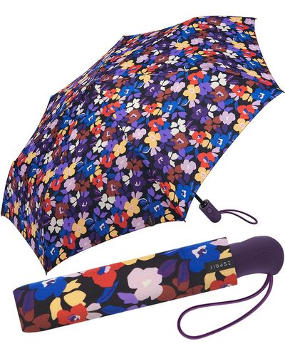 Esprit Easymatic Parapluie de poche avec imprimé floral - Bleu