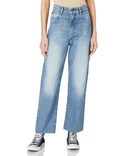 G-Star RAW Tedie Ultra High Waist Straight Ripped Ankle Jeans - Azul